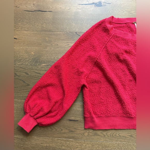 Free People Found My Friend Balloon Sleeve Sweater In Vibrant Red Hue Size M - Picture 7 of 16